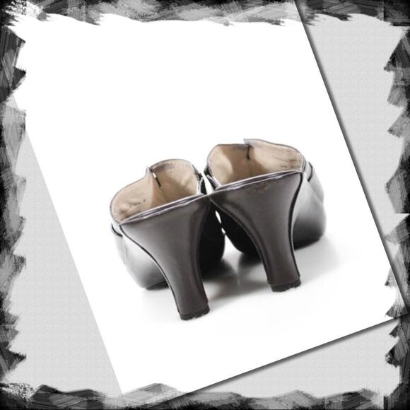 Cole Haan Brown Leather Stitch Heeled Clogs 9.5 - Picture 3 of 5